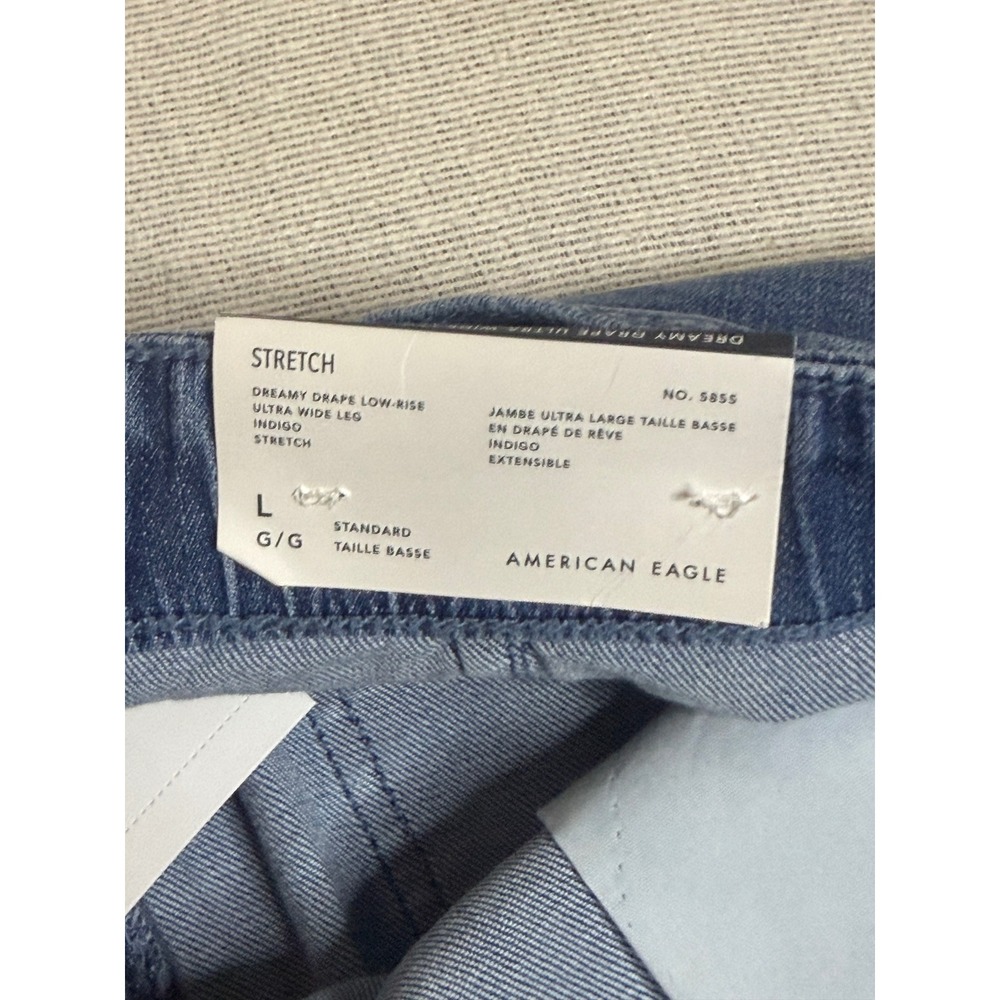 American Eagle Ultra Wide Leg Jeans Womens L Blue Dreamy Drape Low Rise 5855 - Picture 4 of 14